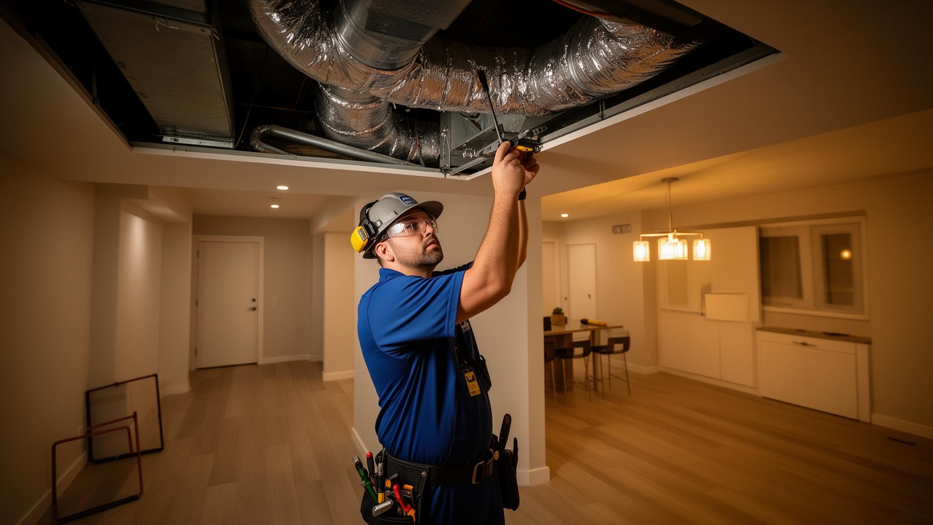 Professional HVAC technician at work